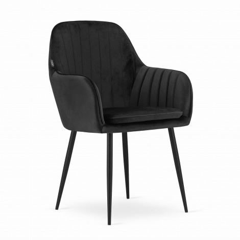 Krzesło LUGO - aksamit czarny / nogi czarne x 2