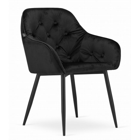Krzesło FORIO - czarny aksamit / nogi czarne x 2