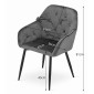 Krzesło FORIO - szary aksamit / nogi czarne x 2