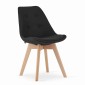 Krzesło NORI - czarny materiał - nogi naturalne x 4