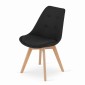 Krzesło NORI - czarny materiał - nogi naturalne x 4