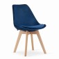 Krzesło NORI - niebieski aksamit - nogi naturalne x 4