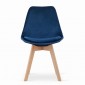 Krzesło NORI - niebieski aksamit - nogi naturalne x 4