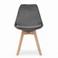 Krzesło NORI - szary ciemny aksamit - nogi naturalne x 4