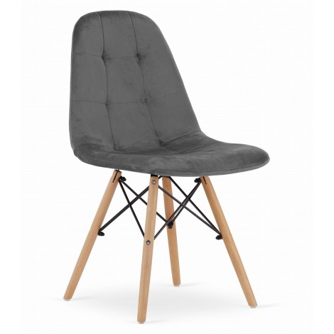 DUMO kėdė - tamsiai pilka aksominė x 4