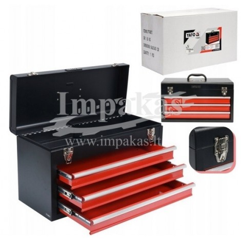 Dėžė įrankiams metalinė su 3 stalčiais YT-08873 YATO