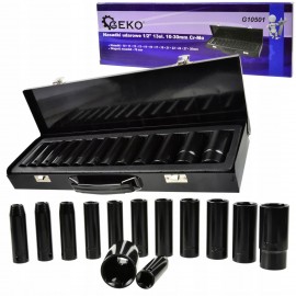 Smūginių galvučių rinkinys Geko 1/2" 13el. 10-30mm Cr-Mo